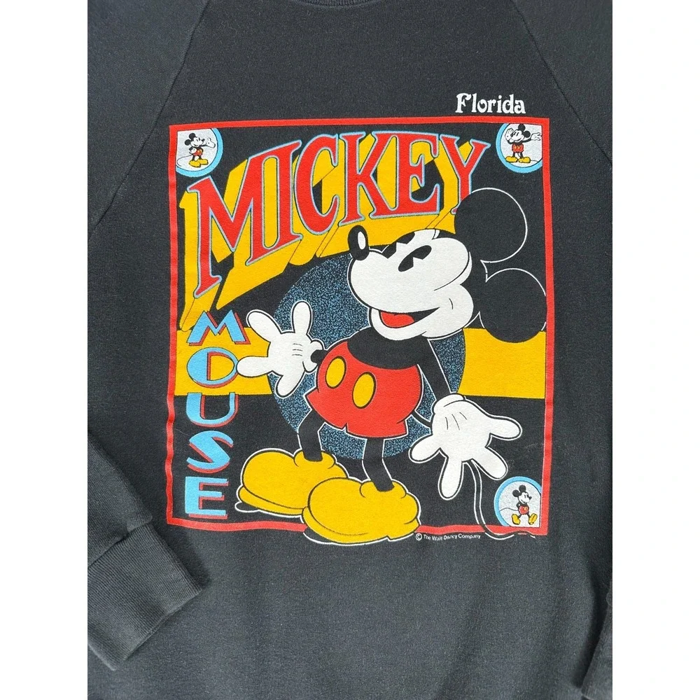 Vintage Disney Mickey Mouse Florida Black Sweatshirt Adult Large 1990s